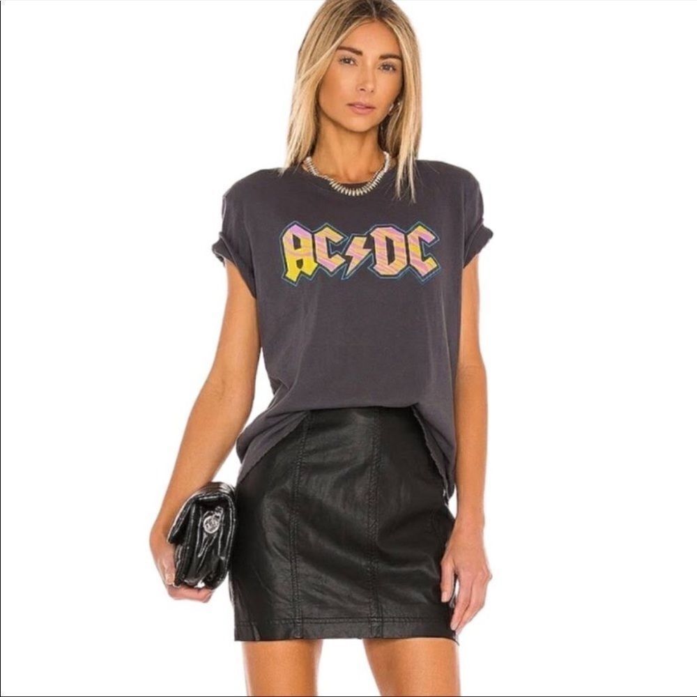 Free People Black Faux Leather Skirt Contemporary Feminine Casual Club Event